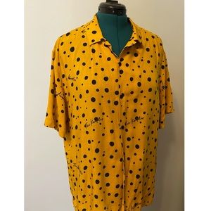 The Kooples Yellow Logo Polka Dot Revere Shirt